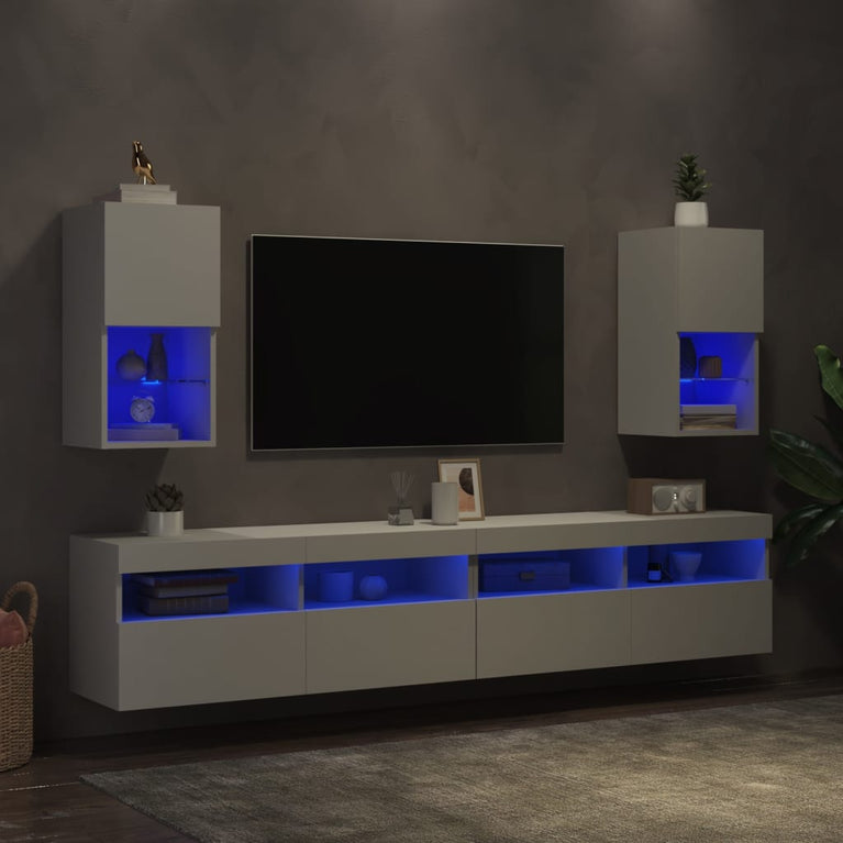 Tv-meubelen 2 st met LED-verlichting 30,5x30x60 cm wit