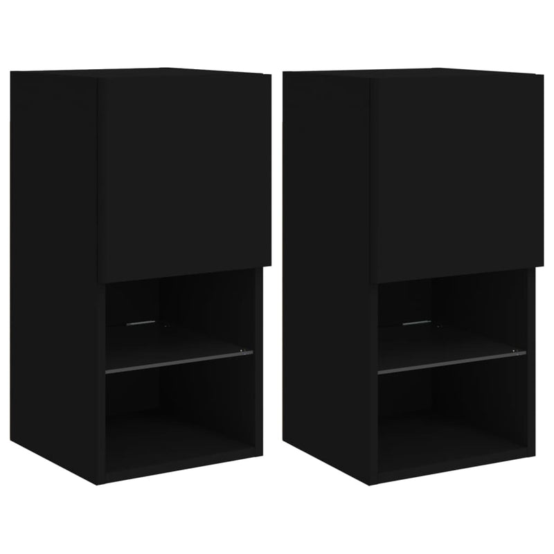 Tv-meubelen 2 st met LED-verlichting 30,5x30x60 cm zwart