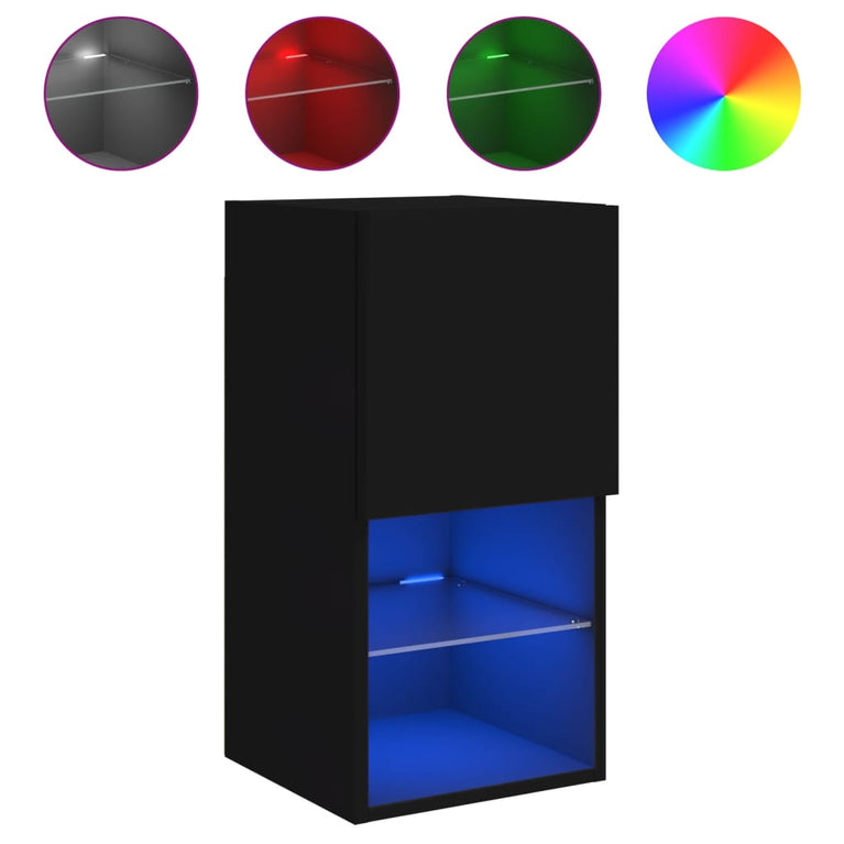 Tv-meubelen 2 st met LED-verlichting 30,5x30x60 cm zwart