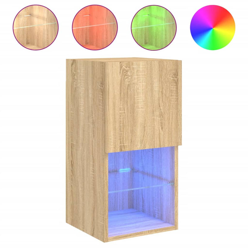 Tv-meubel met LED-verlichting 30,5x30x60 cm sonoma eikenkleurig