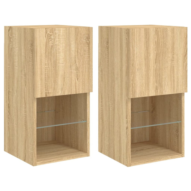 Tv-meubelen 2 st LED-verlichting 30,5x30x60 cm sonoma eiken