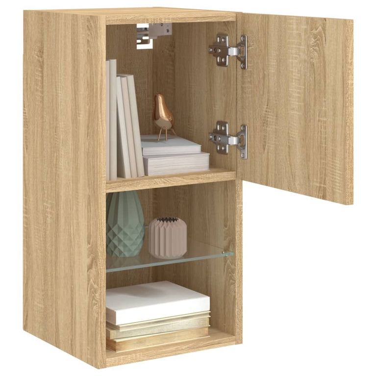 Tv-meubelen 2 st LED-verlichting 30,5x30x60 cm sonoma eiken