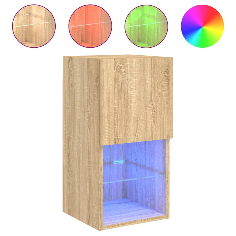 Tv-meubelen 2 st LED-verlichting 30,5x30x60 cm sonoma eiken
