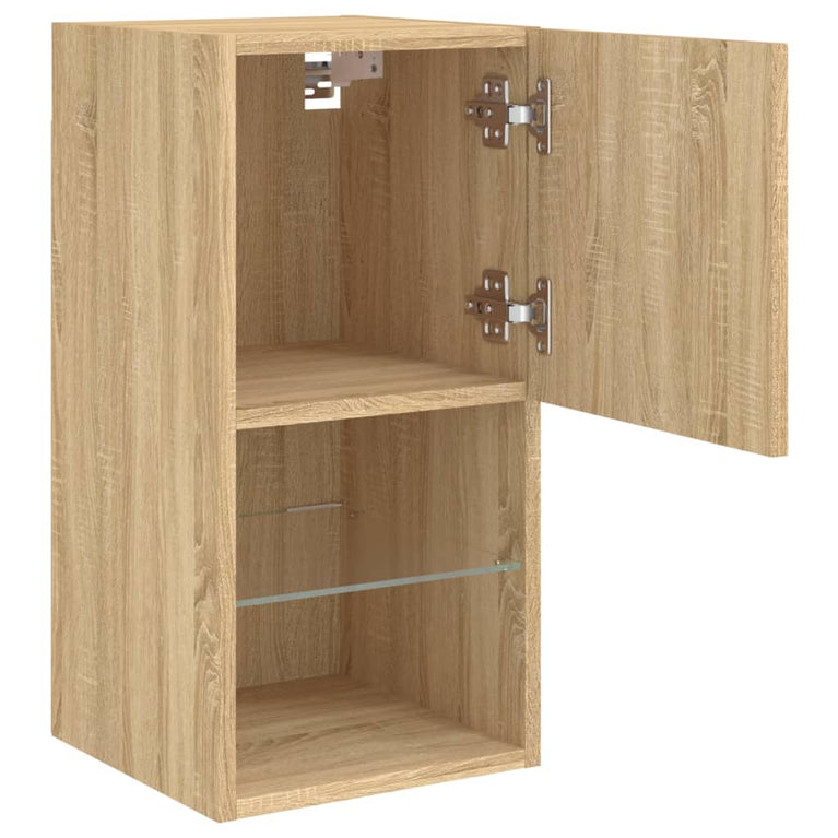 Tv-meubelen 2 st LED-verlichting 30,5x30x60 cm sonoma eiken