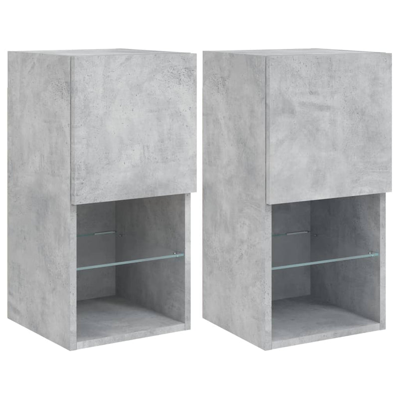 Tv-meubelen 2 st met LED-verlichting 30,5x30x60 cm betongrijs