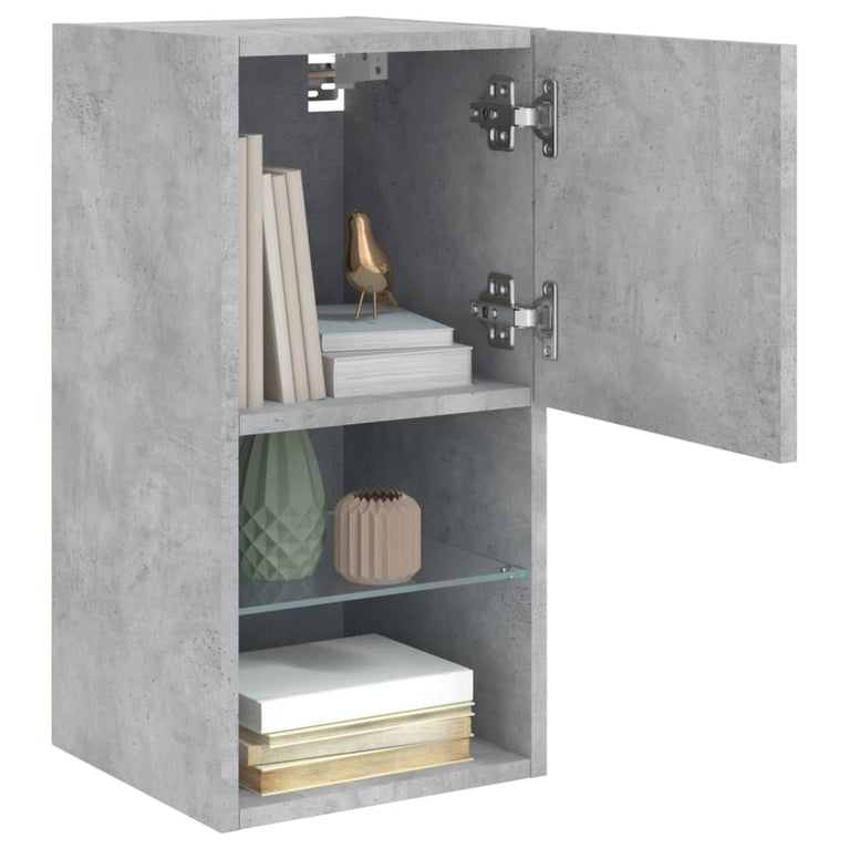 Tv-meubelen 2 st met LED-verlichting 30,5x30x60 cm betongrijs