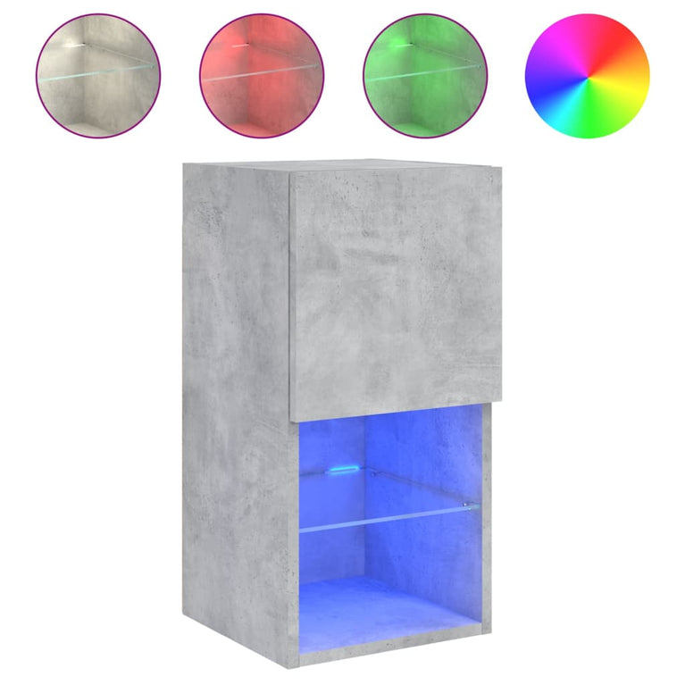 Tv-meubelen 2 st met LED-verlichting 30,5x30x60 cm betongrijs