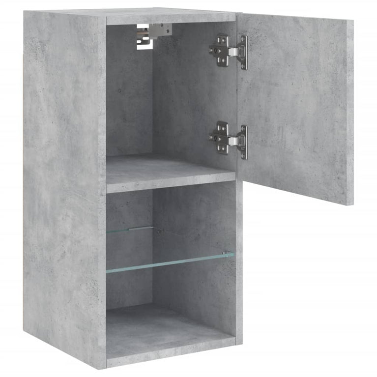 Tv-meubelen 2 st met LED-verlichting 30,5x30x60 cm betongrijs