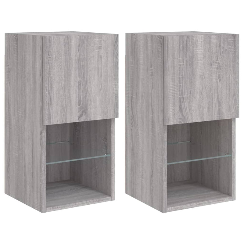 Tv-meubelen 2 st met LED-verlichting 30,5x30x60 cm grijs sonoma