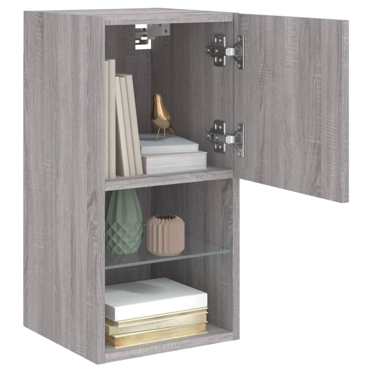 Tv-meubelen 2 st met LED-verlichting 30,5x30x60 cm grijs sonoma
