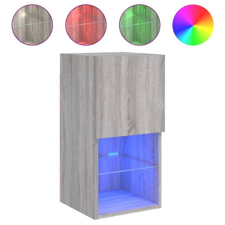 Tv-meubelen 2 st met LED-verlichting 30,5x30x60 cm grijs sonoma