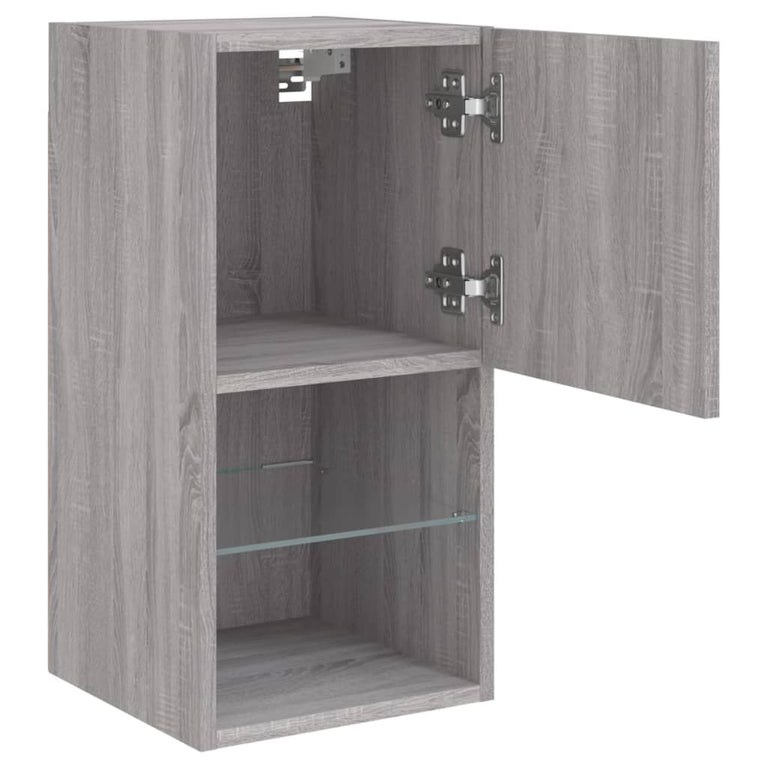 Tv-meubelen 2 st met LED-verlichting 30,5x30x60 cm grijs sonoma