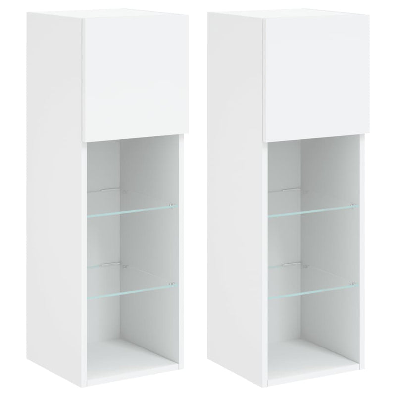 Tv-meubels met LED-verlichting 2 st 30,5x30x90 cm wit