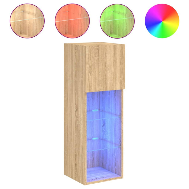 Tv-meubel met LED-verlichting 30,5x30x90 cm sonoma eikenkleurig