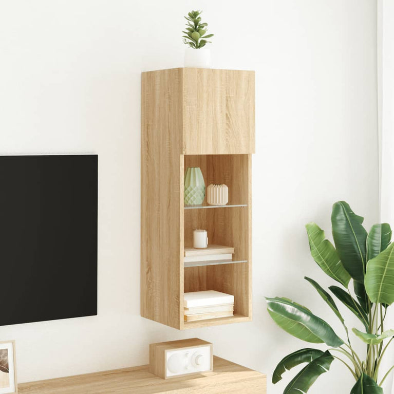 Tv-meubel met LED-verlichting 30,5x30x90 cm sonoma eikenkleurig