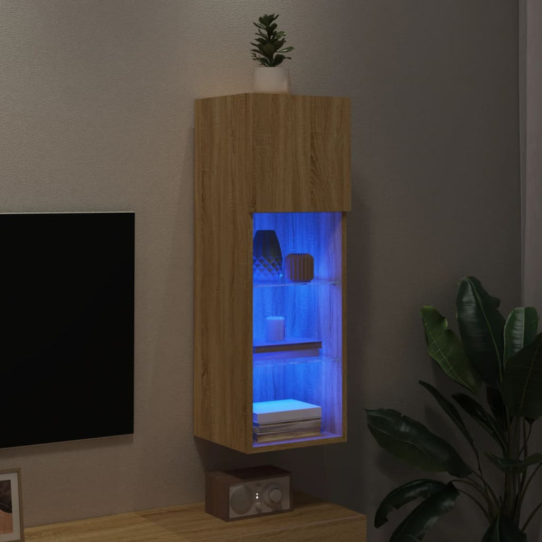 Tv-meubel met LED-verlichting 30,5x30x90 cm sonoma eikenkleurig