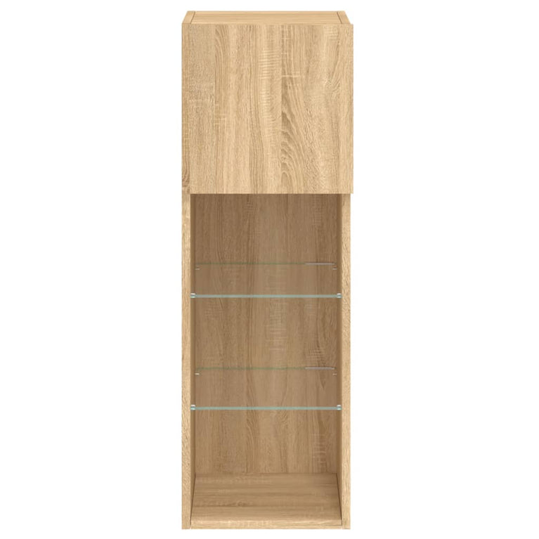 Tv-meubel met LED-verlichting 30,5x30x90 cm sonoma eikenkleurig