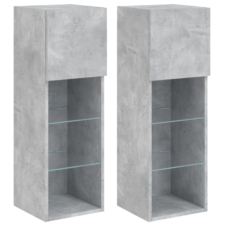 Tv-meubel met LED-verlichting 2 st 30,5x30x90 cm betongrijs