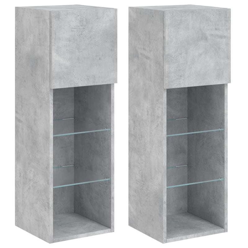 Tv-meubel met LED-verlichting 2 st 30,5x30x90 cm betongrijs