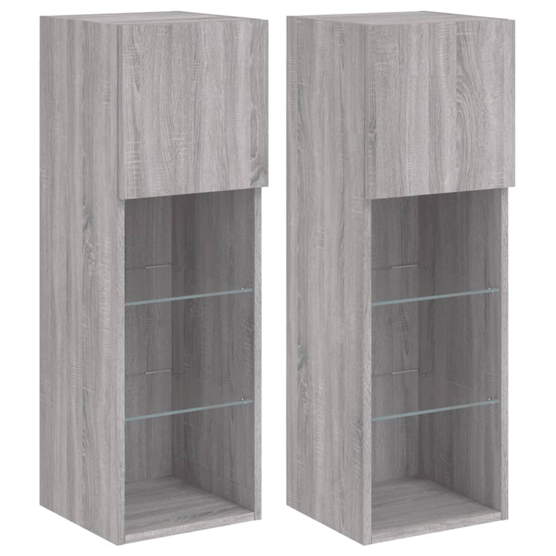 Tv-meubels met LED-verlichting 2 st 30,5x30x90 cm grijs sonoma