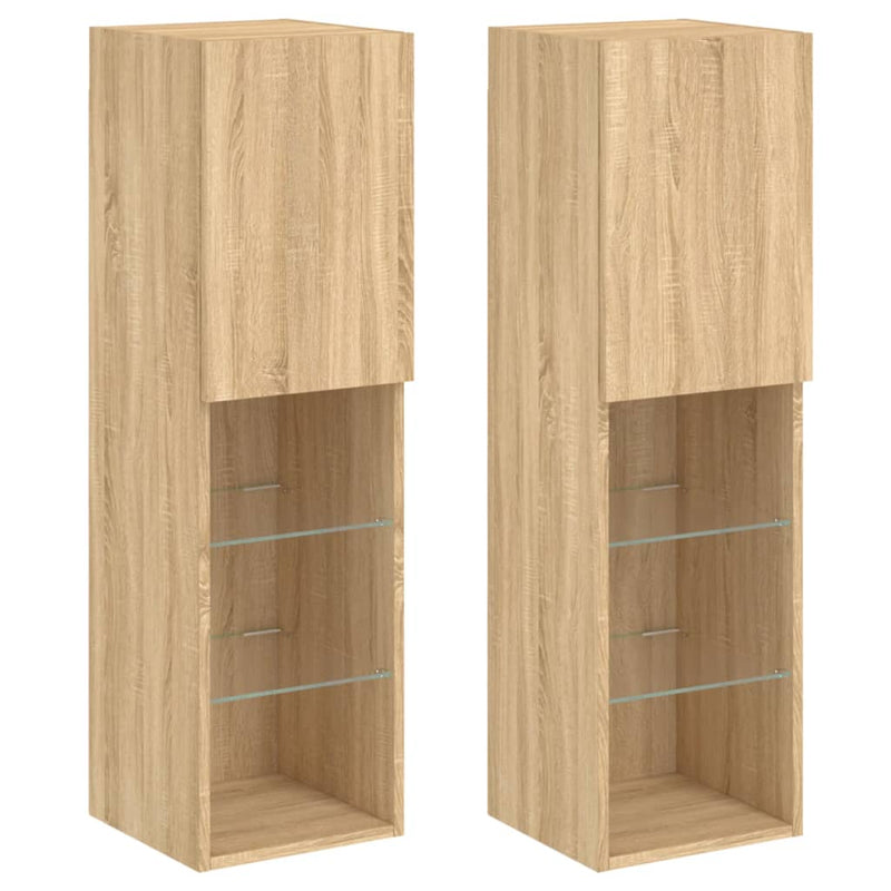 Tv-meubels met LED-verlichting 2 st 30,5x30x102 cm sonoma eiken