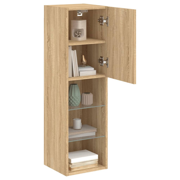 Tv-meubels met LED-verlichting 2 st 30,5x30x102 cm sonoma eiken