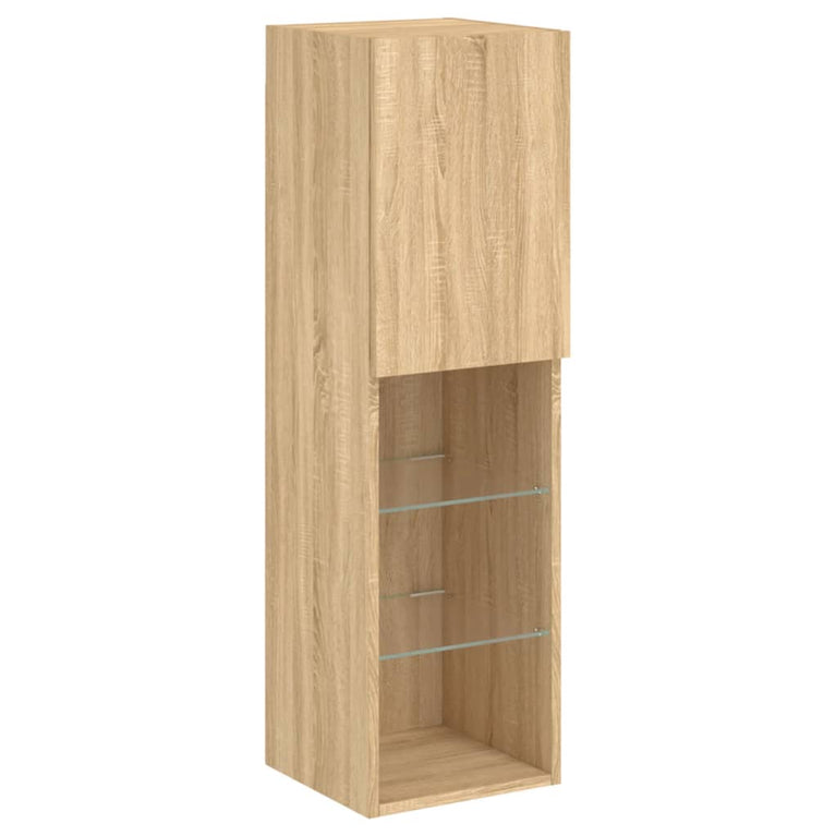 Tv-meubels met LED-verlichting 2 st 30,5x30x102 cm sonoma eiken
