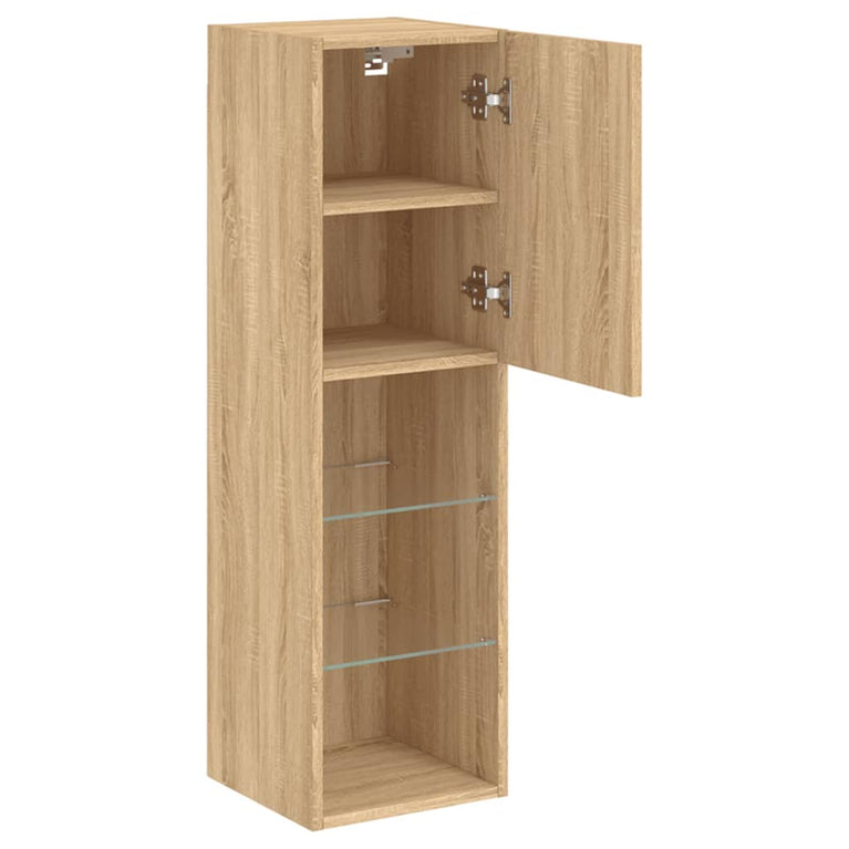 Tv-meubels met LED-verlichting 2 st 30,5x30x102 cm sonoma eiken