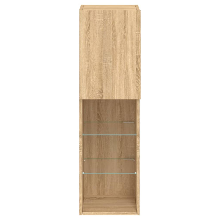 Tv-meubels met LED-verlichting 2 st 30,5x30x102 cm sonoma eiken