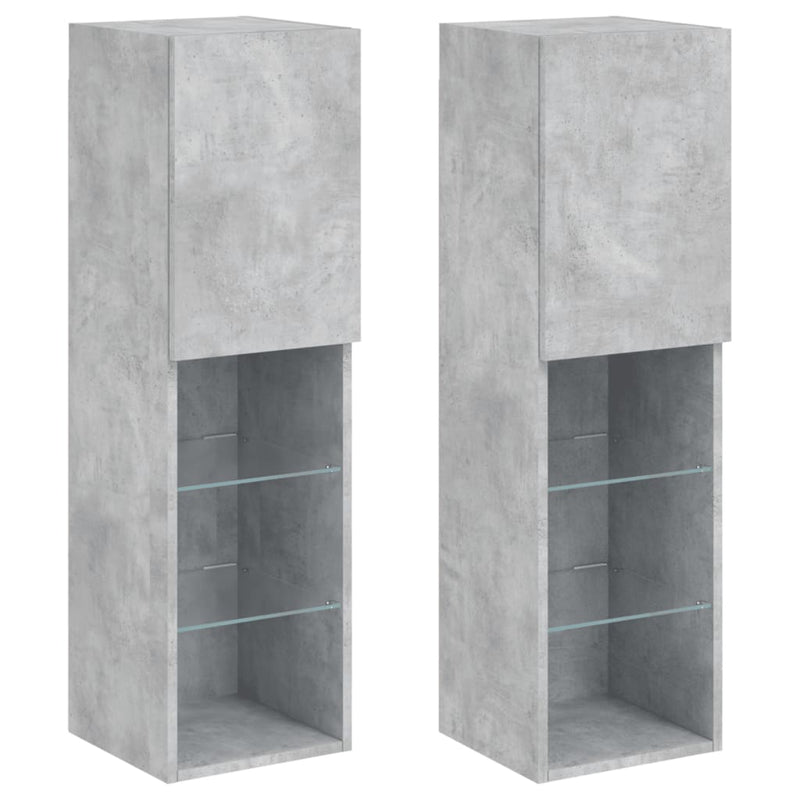 Tv-meubels met LED-verlichting 2 st 30,5x30x102 cm betongrijs