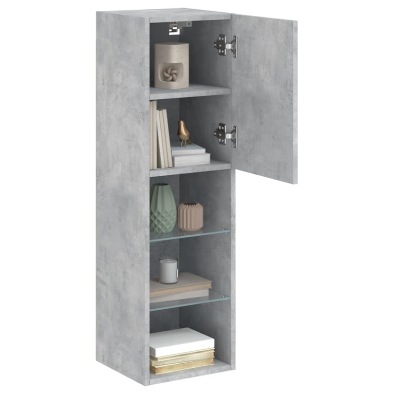 Tv-meubels met LED-verlichting 2 st 30,5x30x102 cm betongrijs