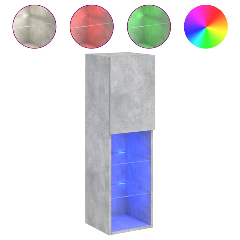 Tv-meubels met LED-verlichting 2 st 30,5x30x102 cm betongrijs