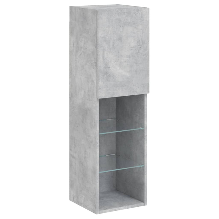 Tv-meubels met LED-verlichting 2 st 30,5x30x102 cm betongrijs