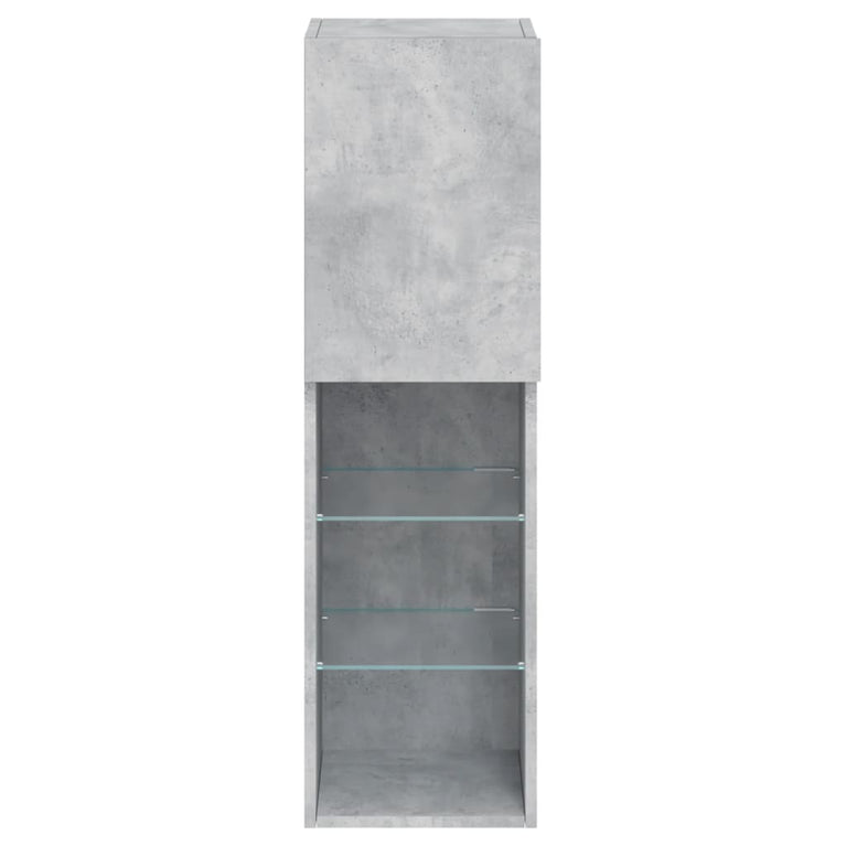 Tv-meubels met LED-verlichting 2 st 30,5x30x102 cm betongrijs