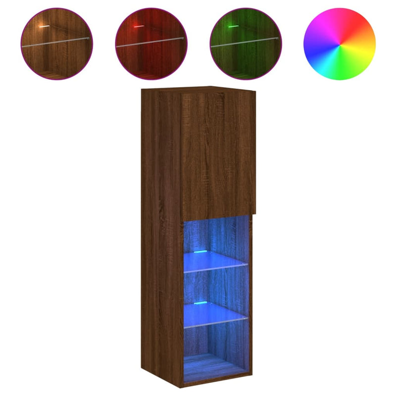 Tv-meubel met LED-verlichting 30,5x30x102 cm bruineikenkleurig