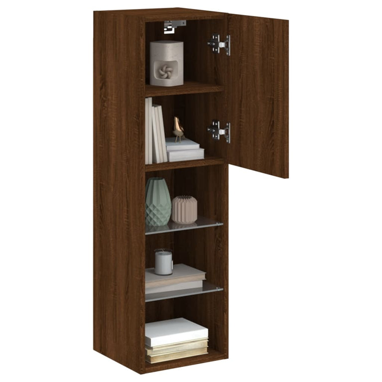 Tv-meubel met LED-verlichting 30,5x30x102 cm bruineikenkleurig