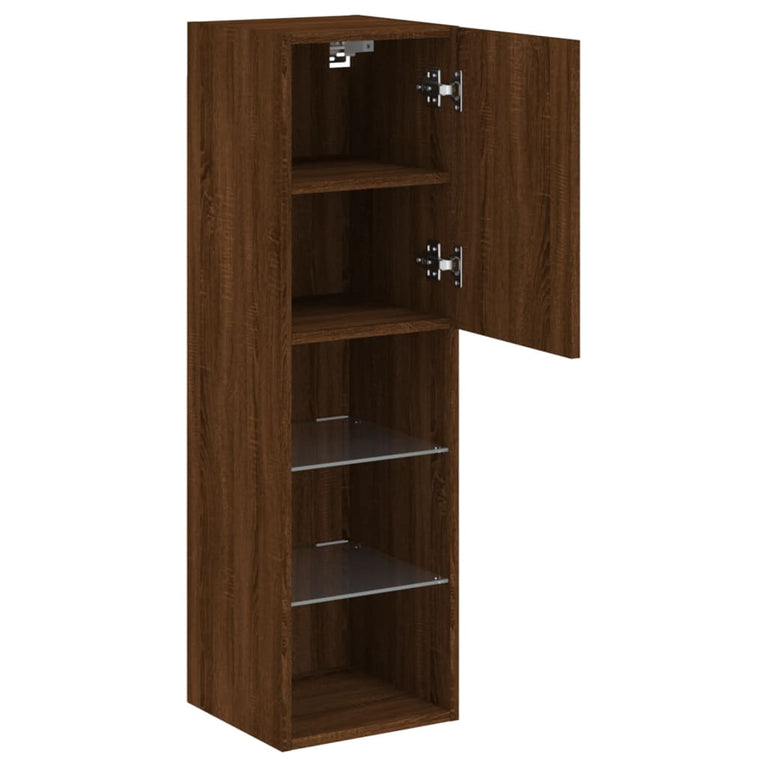 Tv-meubel met LED-verlichting 30,5x30x102 cm bruineikenkleurig