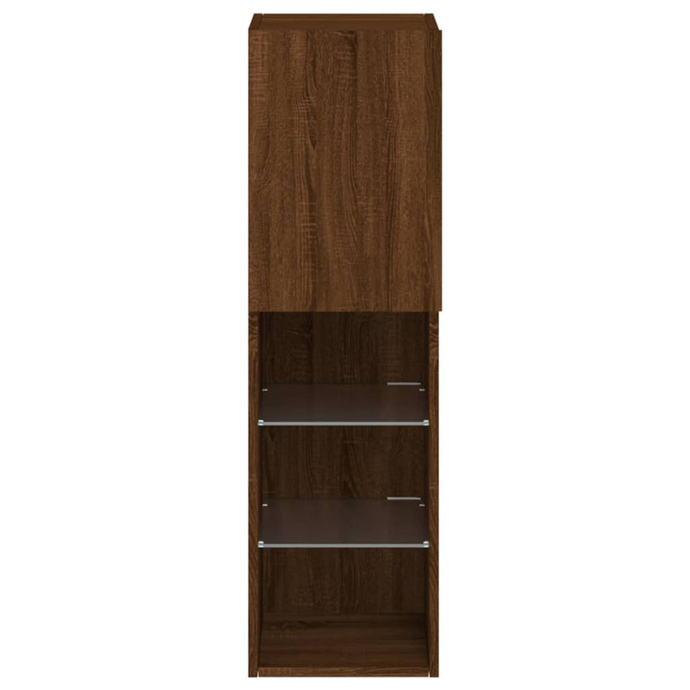 Tv-meubel met LED-verlichting 30,5x30x102 cm bruineikenkleurig