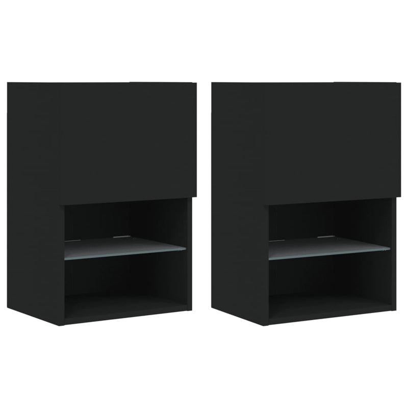 Tv-meubels met LED-verlichting 2 st 40,5x30x60 cm zwart