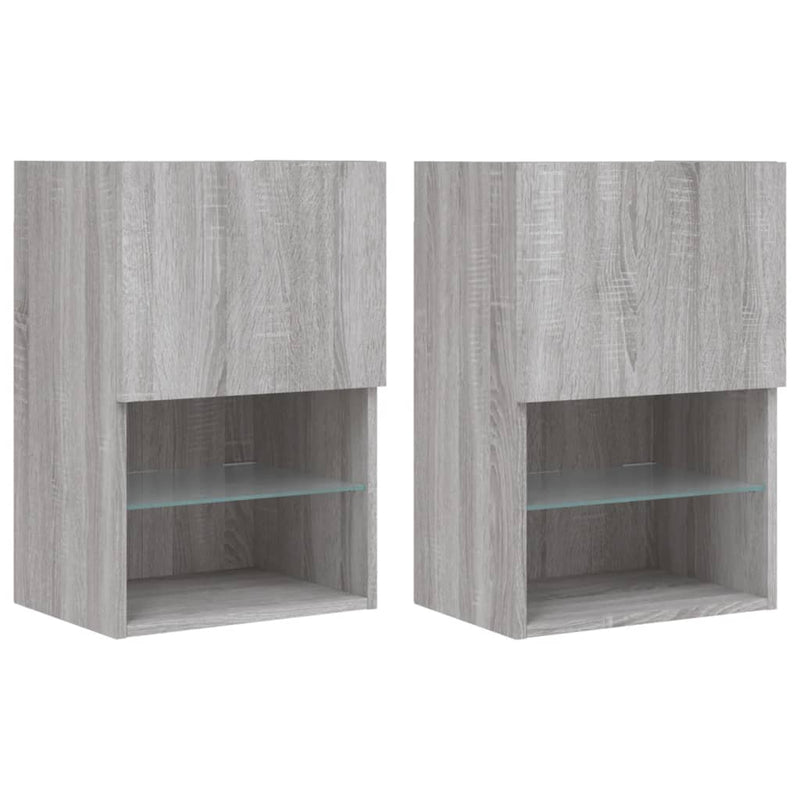 Tv-meubels met LED-verlichting 2 st 40,5x30x60 cm grijs sonoma