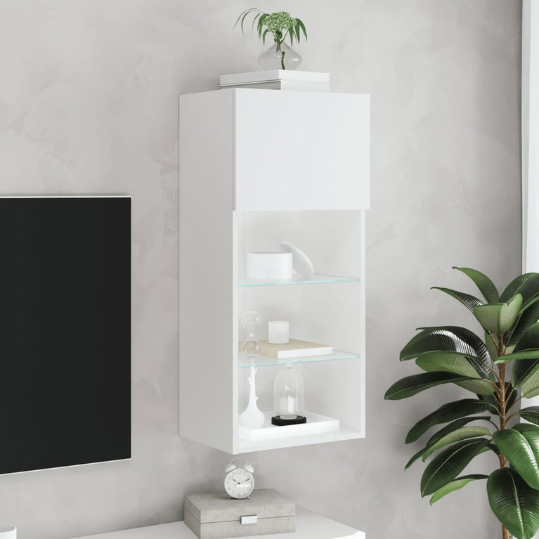 Tv-meubel met LED-verlichting 40,5x30x90 cm wit