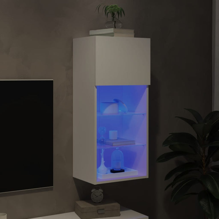 Tv-meubel met LED-verlichting 40,5x30x90 cm wit