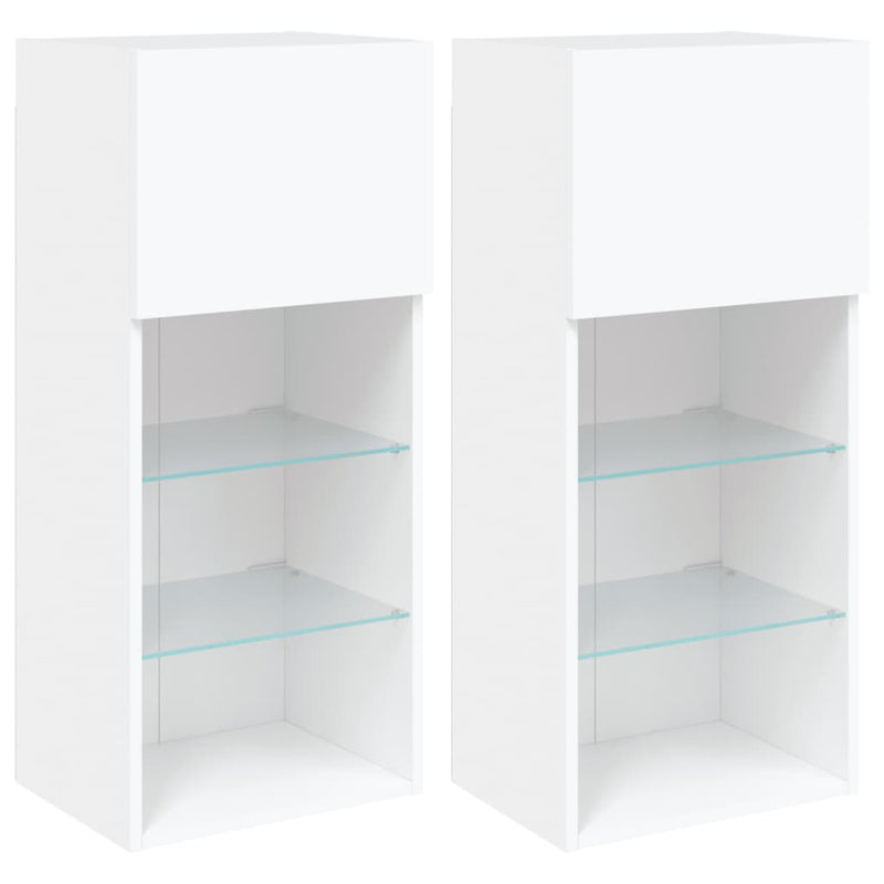 Tv-meubels met LED-verlichting 2 st 40,5x30x90 cm wit