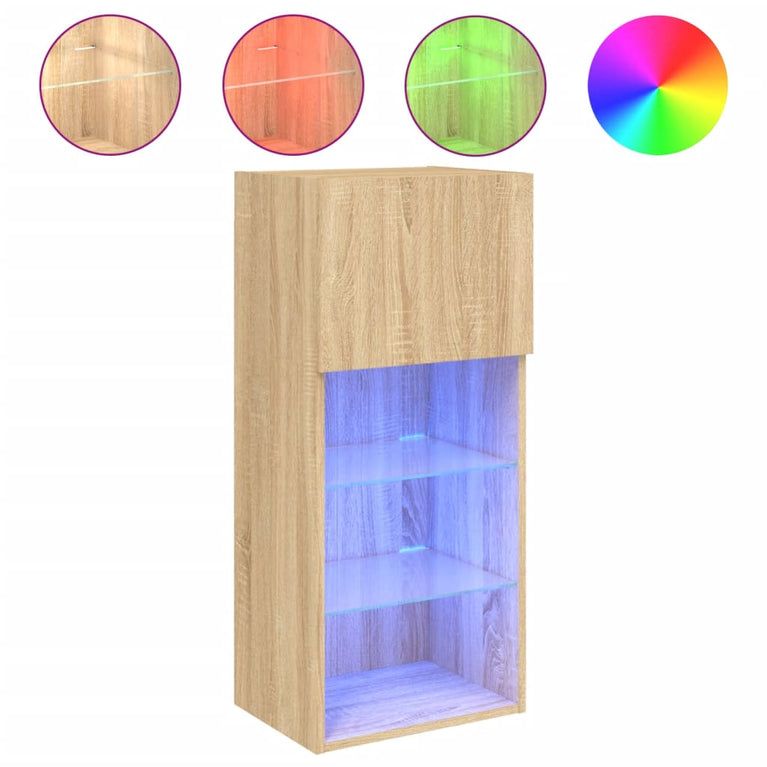 Tv-meubels met LED-verlichting 2 st 40,5x30x90 cm sonoma eiken