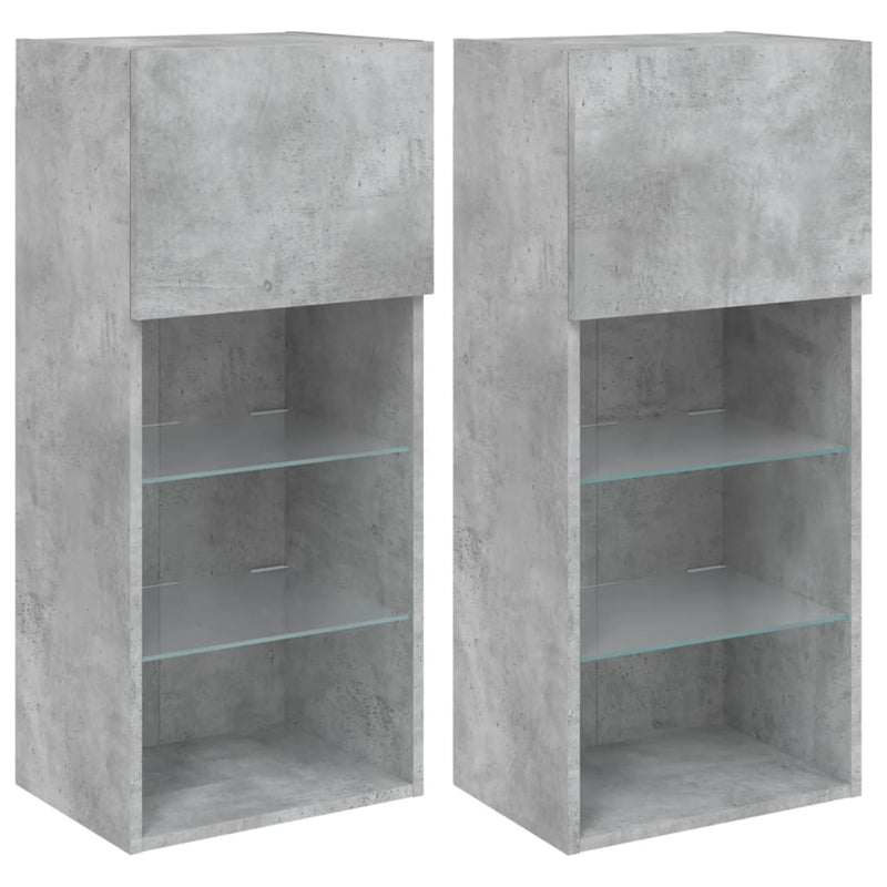 Tv-meubels met LED-verlichting 2 st 40,5x30x90 cm betongrijs