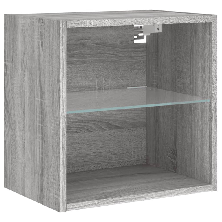 Nachtkastjes met LED's 2 st wandgemonteerd grijs sonoma eiken