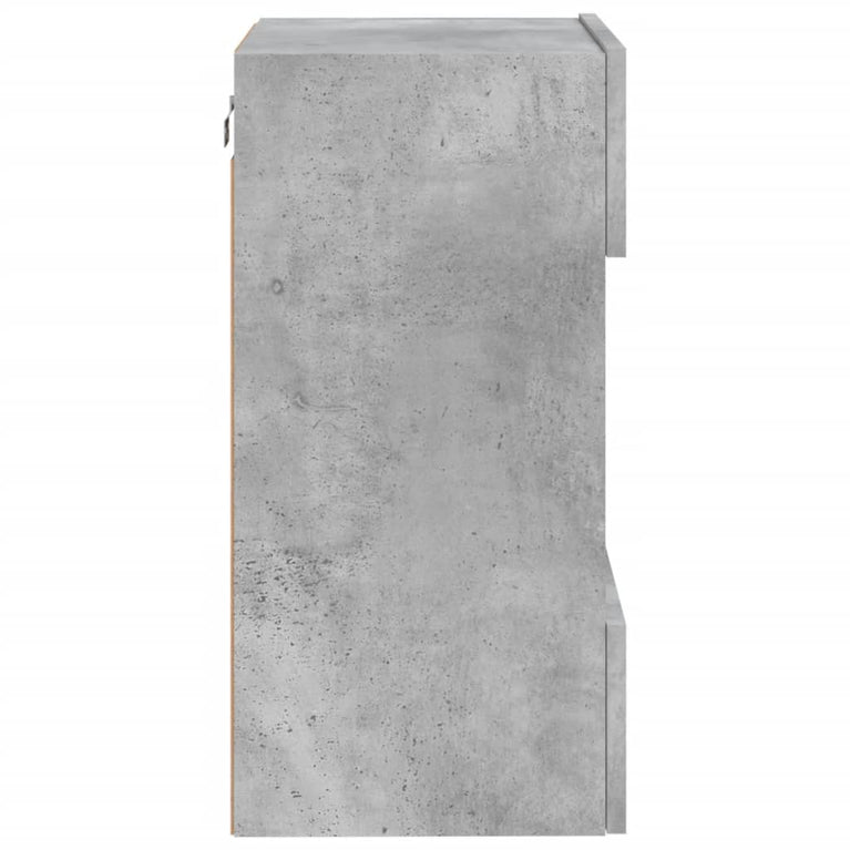 Tv-wandmeubels met LED 2 st 40x30x60,5 cm betongrijs