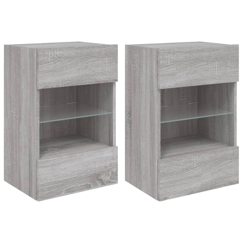 Tv-wandmeubels met LED 2 st 40x30x60,5 cm grijs sonoma eiken
