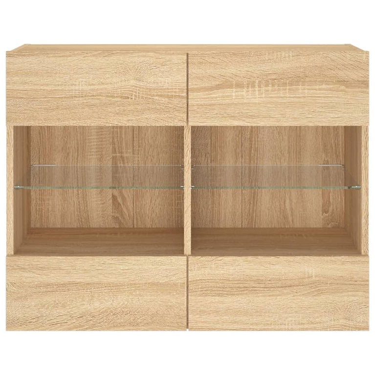 Tv-wandmeubel met LED-verlichting 78,5x30x60,5 cm sonoma eiken