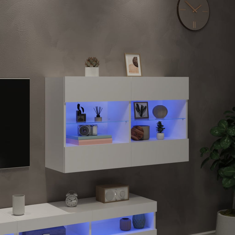 Tv-wandmeubel met LED-verlichting 98,5x30x60,5 cm wit